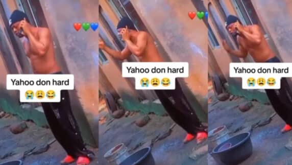 Moment Yahoo boy nearly burst into tears over client failure to send him 5k (Video)