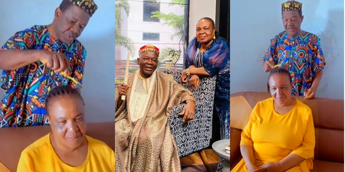 Fans gush over adorable video of Chiwetalu Agu making wife’s hair