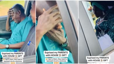 Emotional Moment as lady surprises parents with house gift