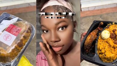 Nigerian lady reportedly orders Banga rice, chicken and plantain for ₦150k