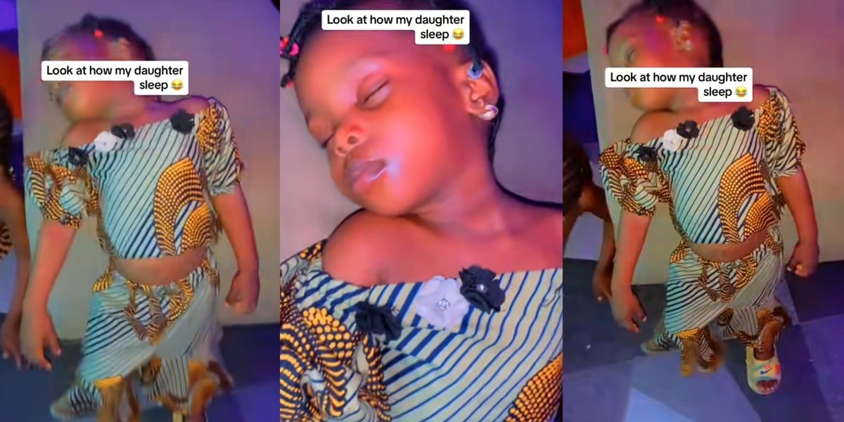 Nigerian mother stunned as daughter sleeps standing up