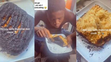 Nigerian man's girlfriend shows off her cooking skills with noodle dish