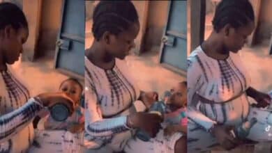 Netizens outraged as lady feeds beer to her little baby