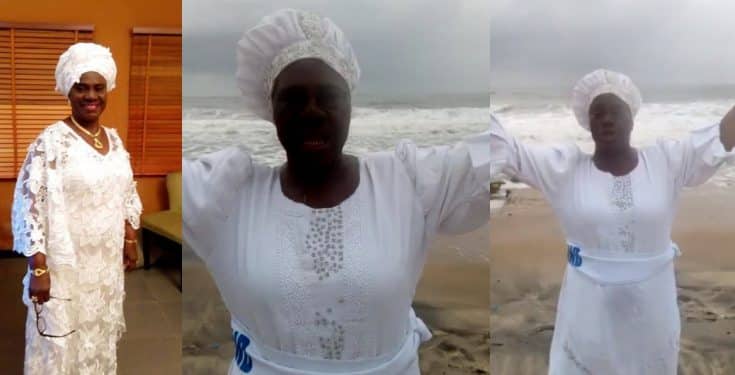 Actress, Iya Rainbow dresses in a white garment to pray for Nigeria (Video)