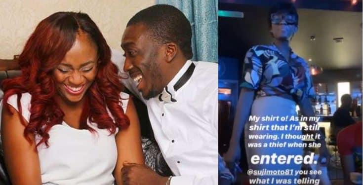 Bovi cries out as his wife, Kris steps out in his shirt