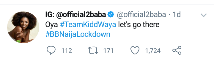 2Baba roots for Kiddwaya