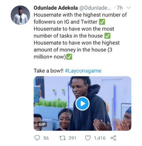 Odunlade Adekola praises Laycon