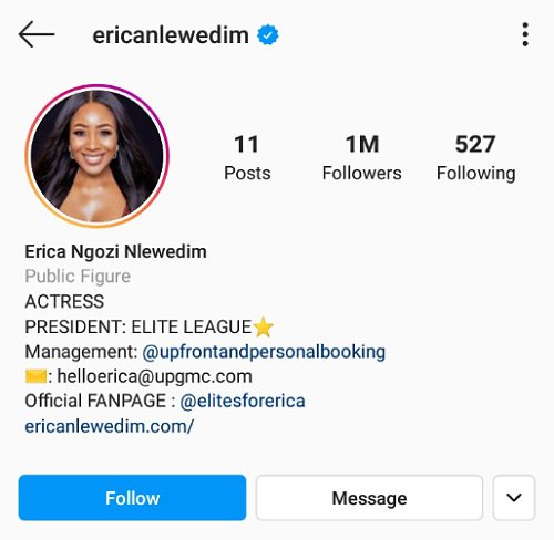 Erica Hits 1 Million Followers