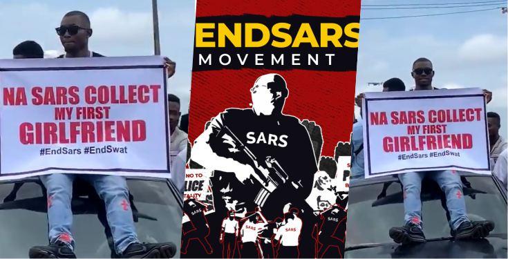 Man joins #EndSARs protest because SARS officer stole his first girlfriend