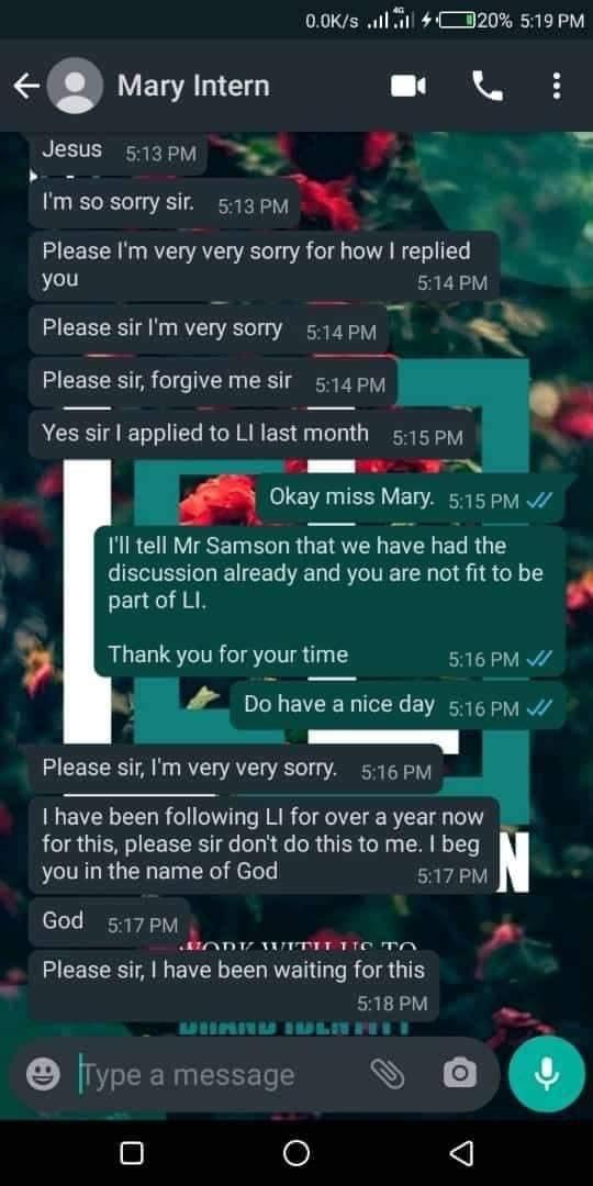 Nigerian lady loses prestigious job to question of "how did you get my number"