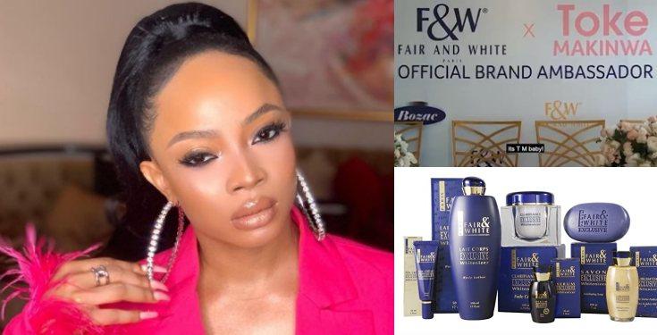 "Blown" - Toke Makinwa says as she signs multi million naira deal with Fair and White