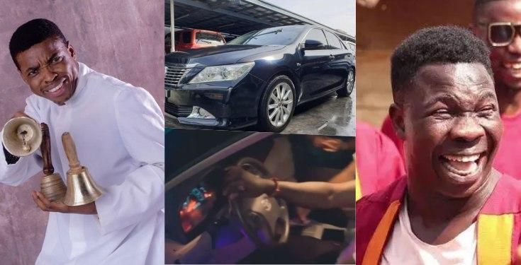 Comedian, Woli Agba gifts three of his crew members new cars each (Video)