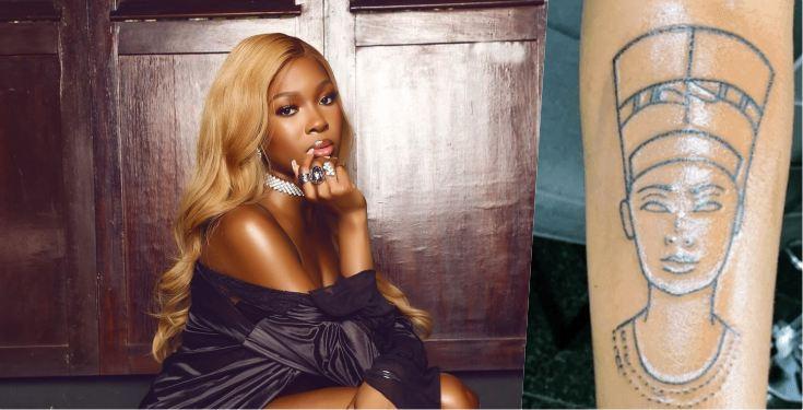 Vee gets tattoo of ancient Egyptian Queen, Nefertiti