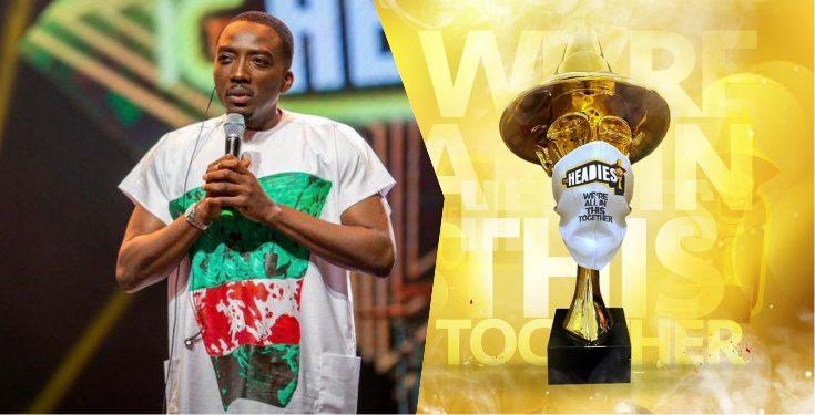 Reactions as Bovi rocks EndSars-themed outfit to Headies Awards event