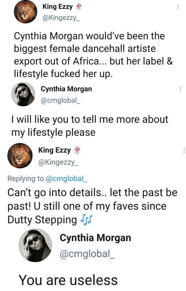 Cynthia Morgan useless career