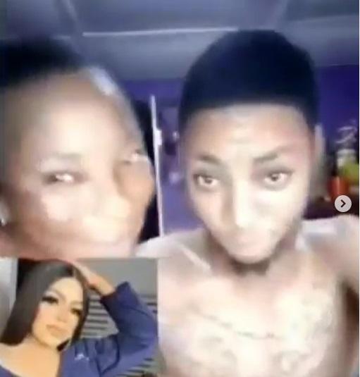 "Please help my son, he tattooed you on his hand" -  Mother showers support on son after inking tattoo of Bobrisky (Video)