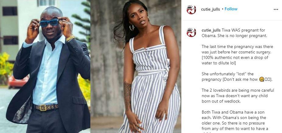 "Tiwa Savage 'was' pregnant for Obama DMW" - Blogger drops bomb
