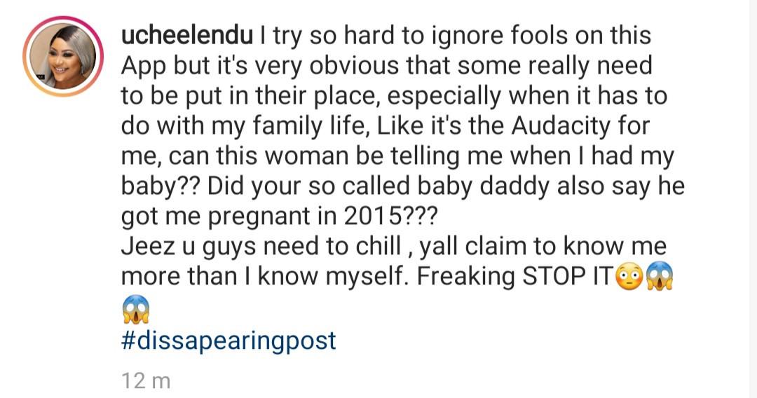 Uche Elendu slams IG user who said she is lying about her daughter's age