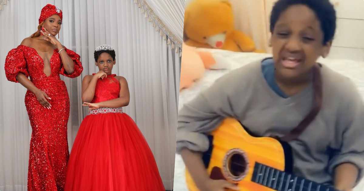 “Legend number two loading” - Reactions as Tuface's daughter sings Ayra Starr’s song passionately (Video)