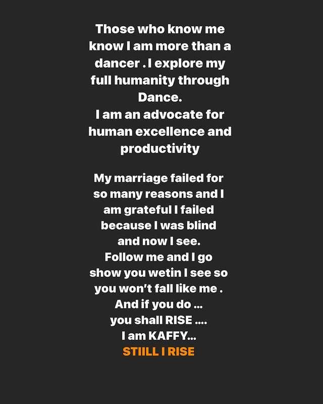 Kaffy reveals reason for being happy about her failed marriage 