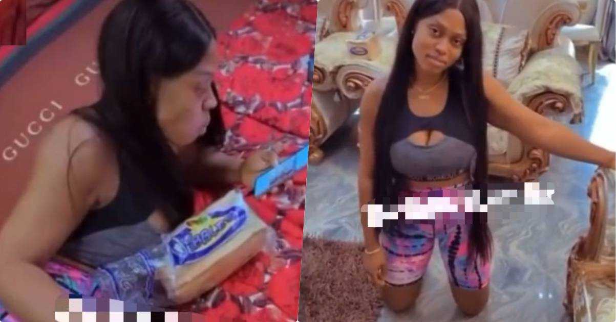 "Please stop buying bread" - Woman takes to her knees to beg husband on her addiciton (Video)
