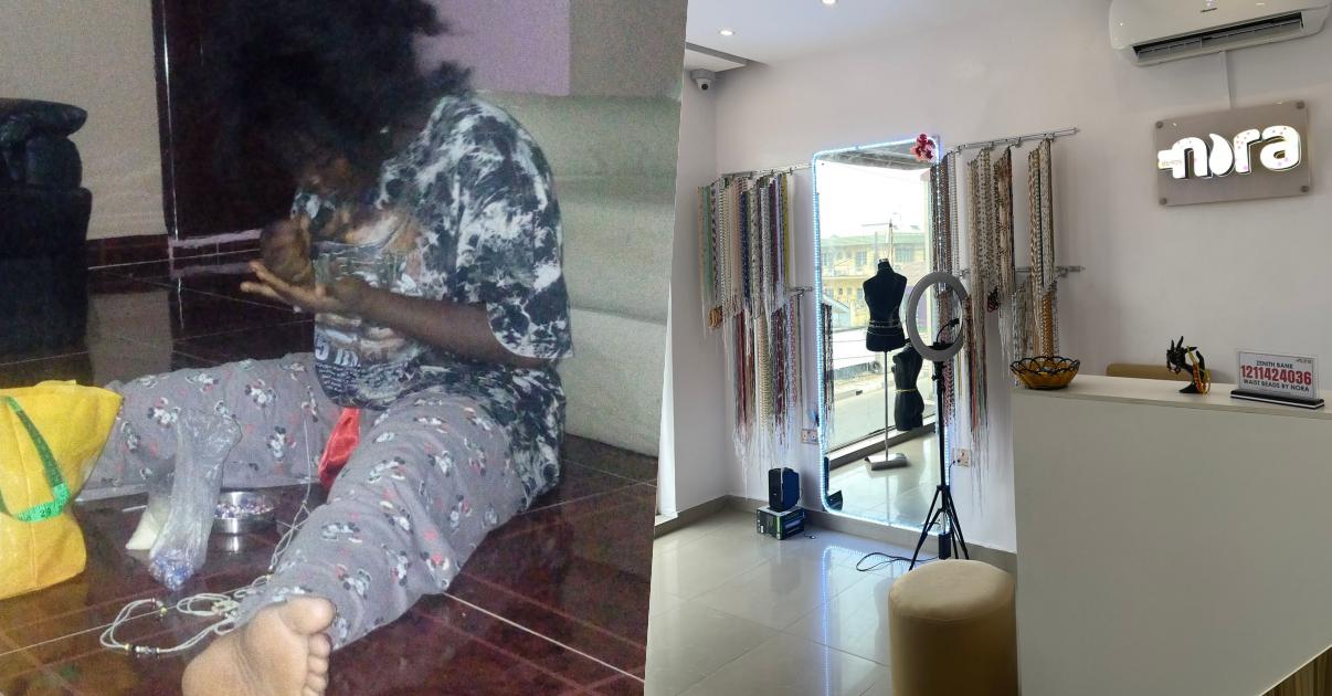 Lady celebrates progress of business from beading on the floor to owning biggest bead store in Lagos
