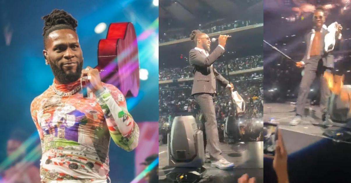 Female fan elated as Burna Boy catches her underwear during live performance (Video)