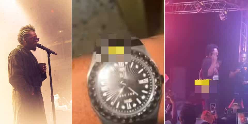 Moment Olamide gifts his N2.4m wristwatch to a fan for impressing him [Video]