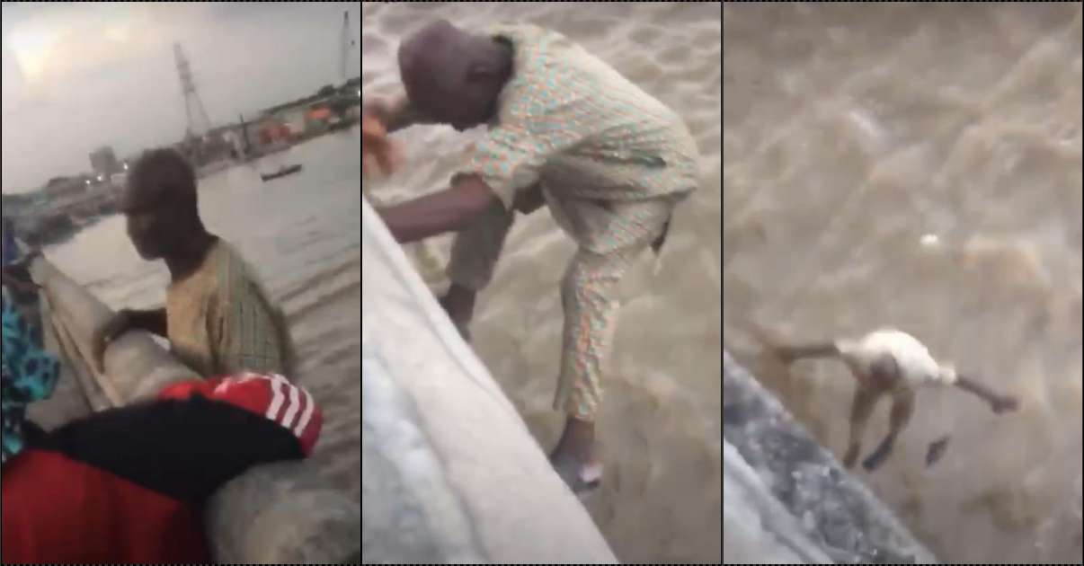 Onlookers struggle to save aged man as he jumps off bridge into ocean (Video)