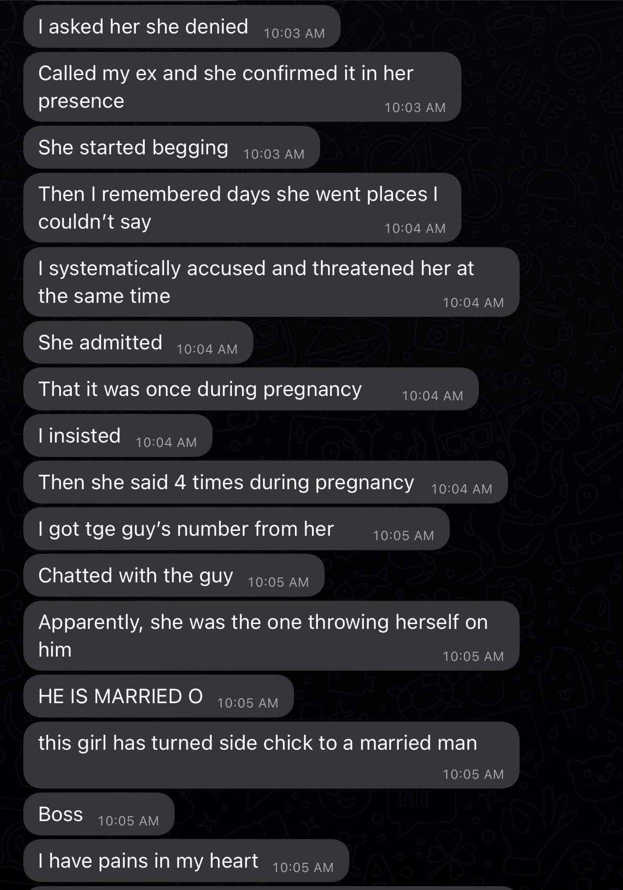 Man depressed as he finds out pregnant girlfriend is cheating with multiple partners