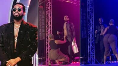 Moment a female fan attempted to caress Dbanj's private area on stage (Video)