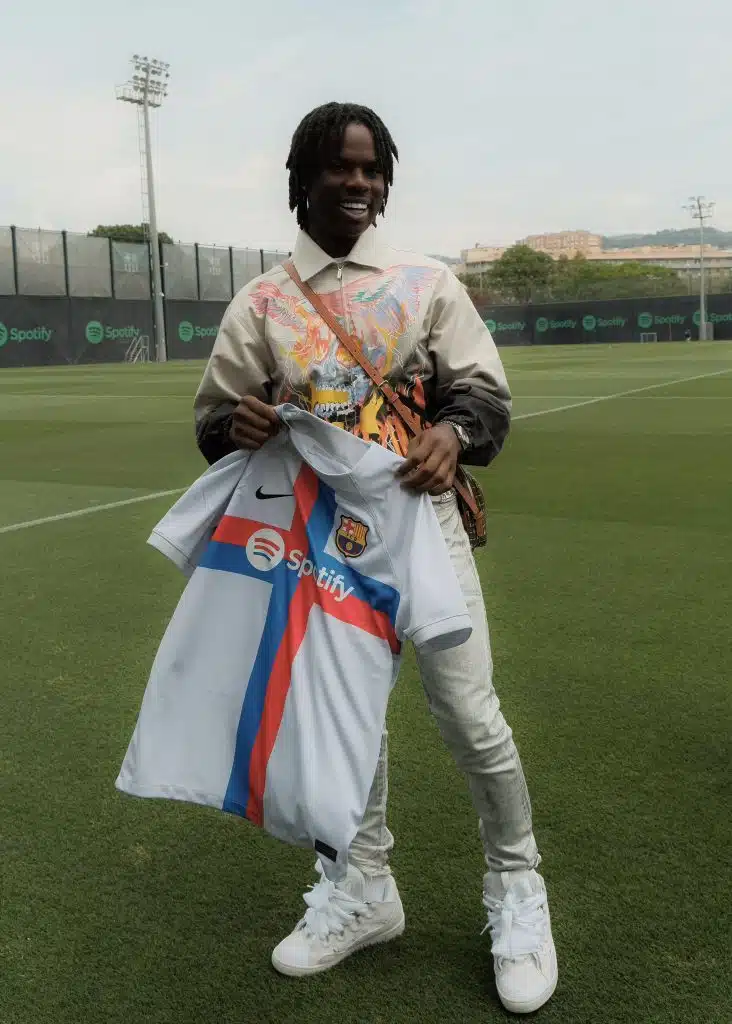 Rema Seen Performing For FC Barcelona Stars In Spain