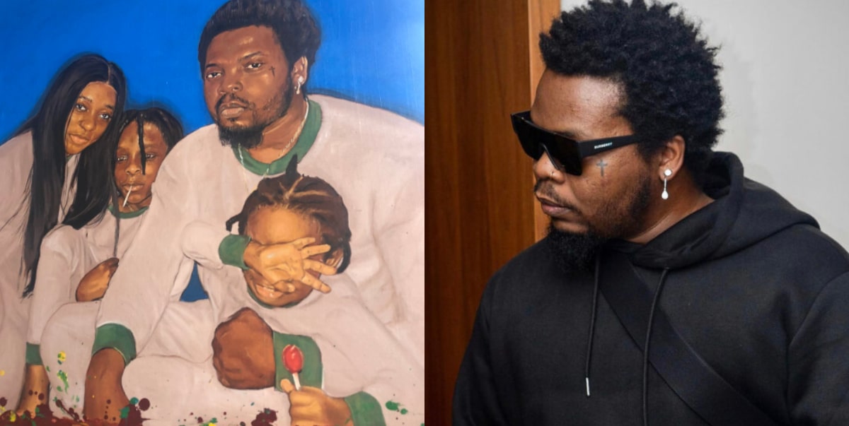 "My life has changed" - Olamide recognizes young artist who drew a beautiful portrait of his family