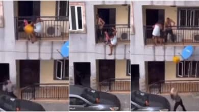 Side Chic Spotted Trying to Jump Down from Building as Lover’s Wife Returns Unexpectedly"