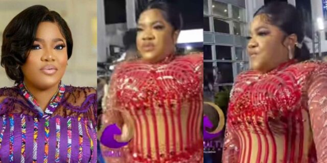 "Who dey breathe?" – Toyin Abraham's outfit at recent event sparks reactions