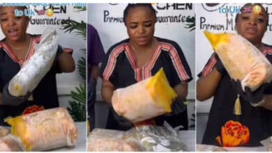 "Nothing Musa no go see" - UK-based lady creates a buzz ordering cooked soup from Nigeria (Video)