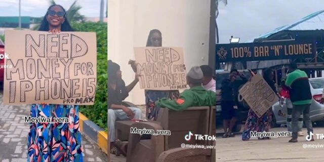 iPhone 15 pro max Lady begs for money