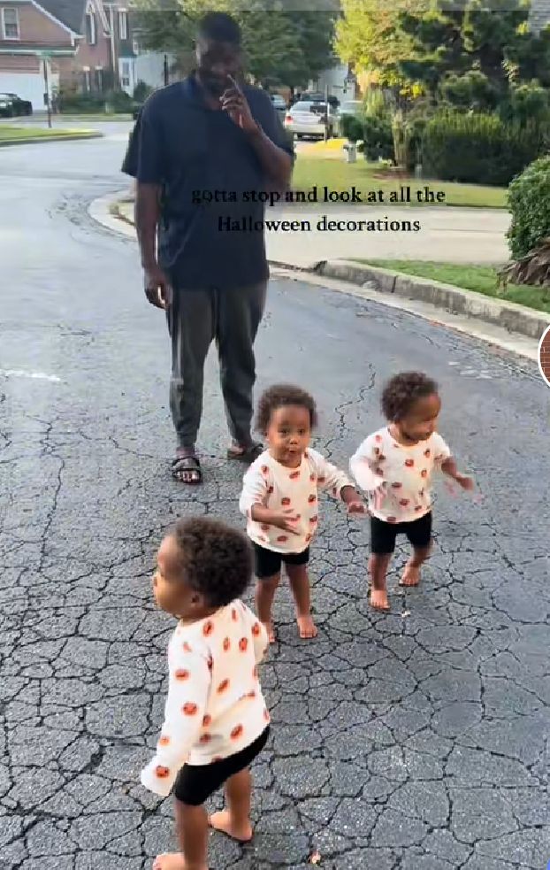 Adorable triplets spotted on street, taking evening walk with their father; Video melts hearts 