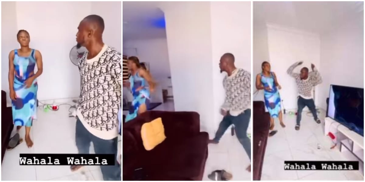 Nigerian man's angry reaction to girlfriend breaking TV causes buzz online