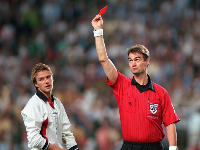 David Beckham reveals how the red card given to him during the 1998 World Cup still hurts