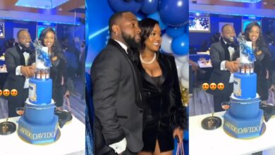 "My 001" - Davido and his wife, Chioma, celebrate his 31st birthday with a stunning cake