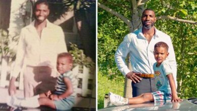 "My dad at age 33, me at age 3, and me at age 34, my son at 3 on the right" - Man shares photos taken 30 years apart