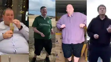 Caucasian man receives well-wishes as he loses weight through dancing