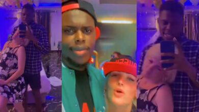 "Cl way dey pay us $50, you rush give am belle" - Nigerian man's video with pregnant Caucasian lover sparks envy
