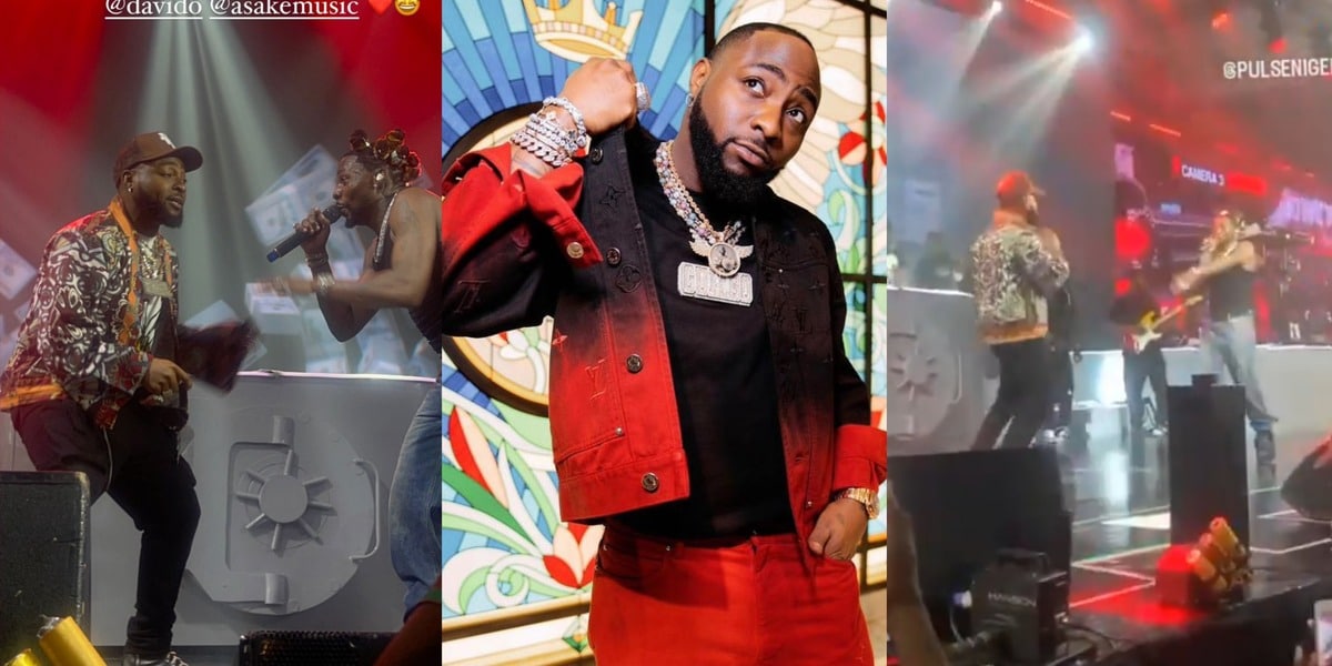 "OBO 001, you are legend" - Fans go wild as Davido joins Asake on stage to perform 'No Competition'