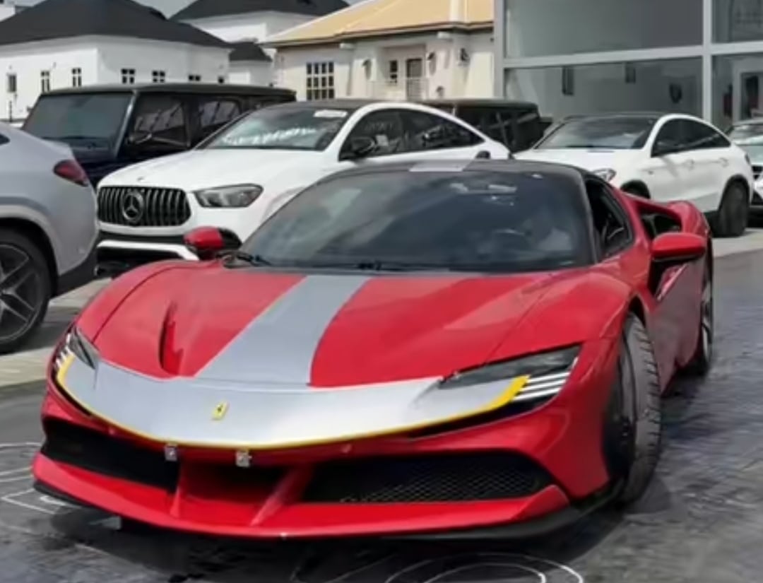 "Paid almost 400 million to clear it" - Nigerian man shows off imported 1 billion naira Ferrari car