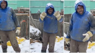 "Canada is not easy" - Nigerian man working under snow and heavy cold shares his harsh working conditions in the country
