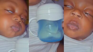 "Drink responsibly, you say no" - Beautiful baby breaks the internet with her expression after excessive milk intake