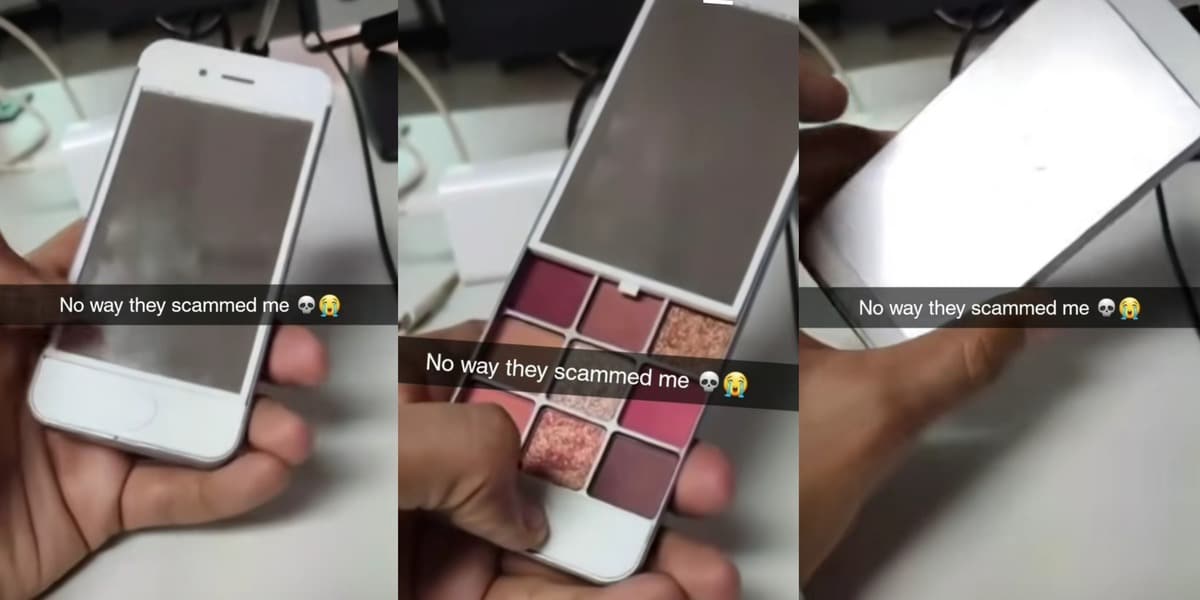 "iPhone 19 pro max" - Nigerian man falls victim to scam, buys fake iPhone 6 filled with makeup kits