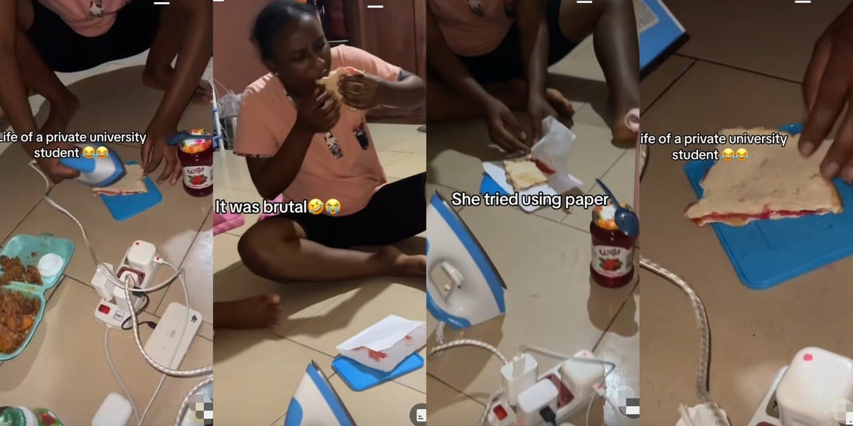 Nigerian student breaks the Internet as she uses a hot iron to make toasted bread